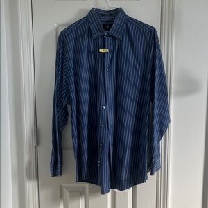 Calvin Klein Men's Navy Pinstripe Dress Shirt